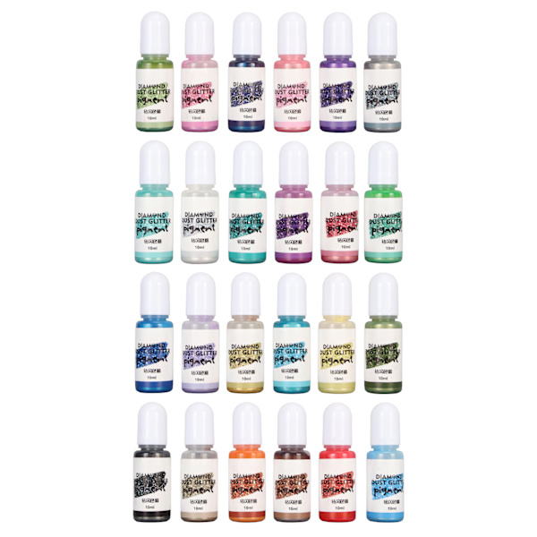 24 farger epoksyharpikspigment flytende epoksyfargeharpiksfargemiddel diamantstøvglitterpigment for små UV-harpiksformer
