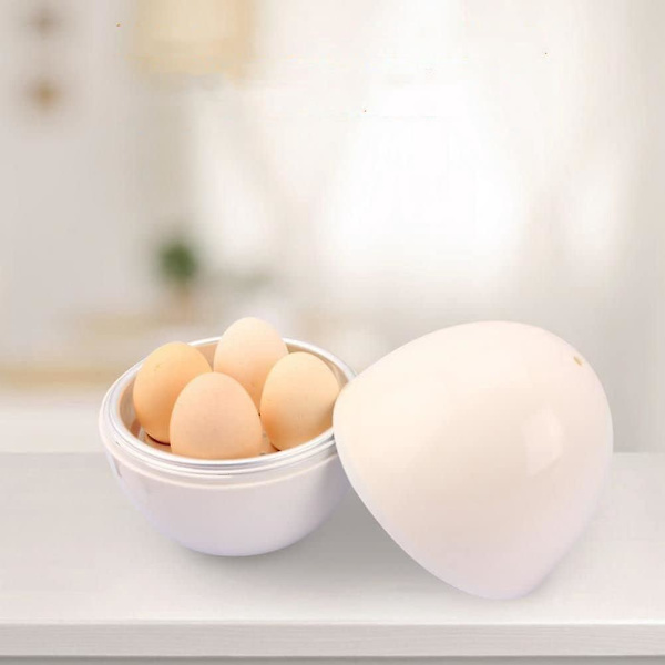 Hurtig Eggkoker - Kok 4 Egg, Hardkokte eller Posjerte, på 5 Minutter - Spesielle Formekokeverktøy - Hvit, 5.5*6.3