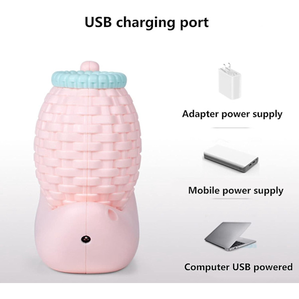 Søt rosa tegneseriesnegl LED-bordlampe med penneholder og USB-lading - Multifunksjonell svanehalsbordlampe for studenter og barn