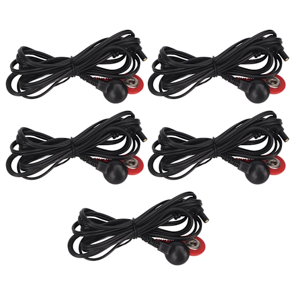 5 stk svart elektrode ledning 2,35 mm plugg elektrode ledning for TENS Machine Digital Treatment Machine 4,9 fot