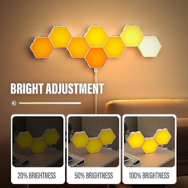 Bluetooth RGB Hexagon LED Vägglampa Set för Inomhus Dekoration - App Fjärrkontroll, Perfekt för Datorspelrum och Sovrumsbelysning (5 st)