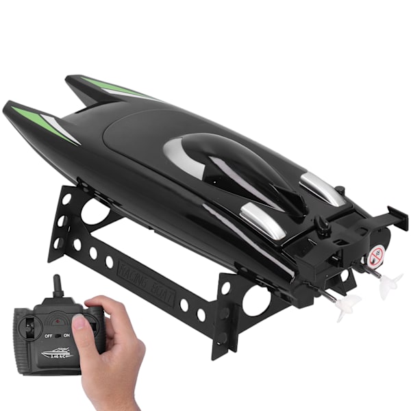2.4G RC Båt 30KM/T Høyhastighets Racing Båt Dual Motor Fjernkontroll Båt for Barn Svart
