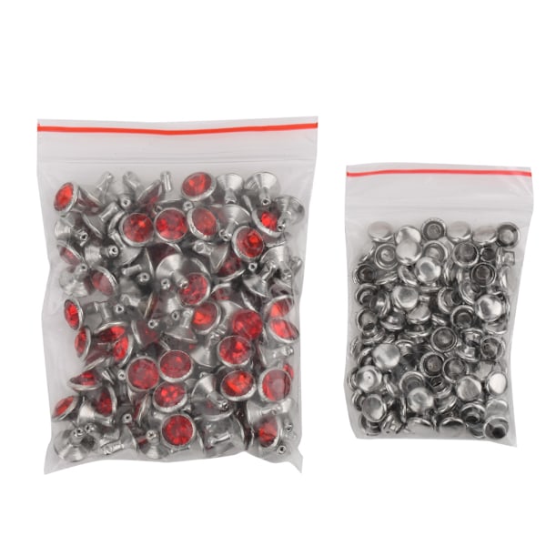 B Akryylitimantti 8mm Koristeellinen DIY-nappi Vaatetuslisävaruste 8mm Hopeanvärinen Reuna KristalliKirkkaanpunainen