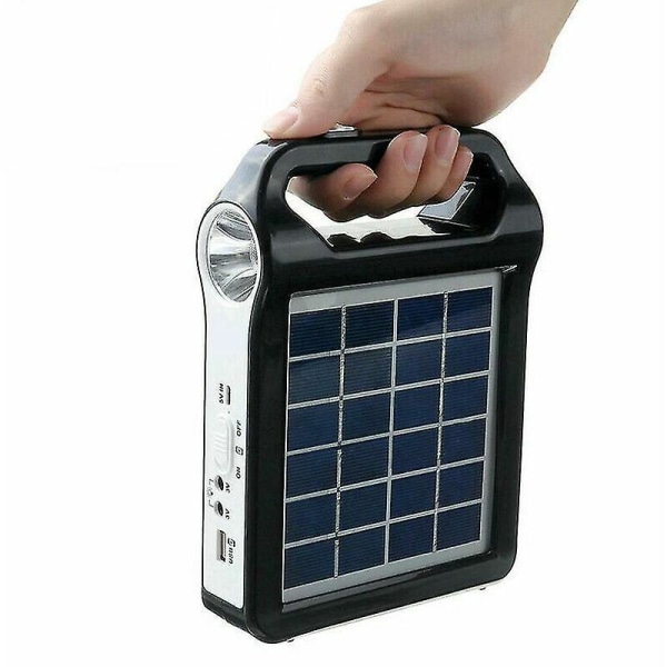 6V bærbart solcellepanel energilagringsgeneratorsystem med USB-lader og lampebelysning - Solenergisett til hjemmet