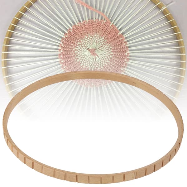 Manuell DIY stickmaskin i trä 19 cm väggdekoration cirkulär stickram