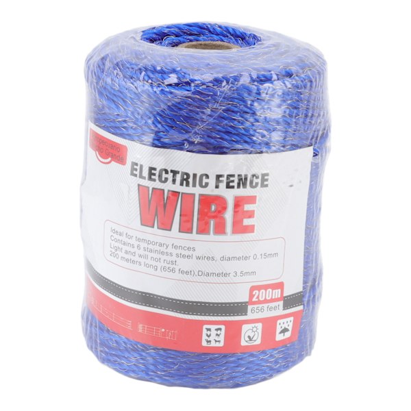 Elektrisk gjerde polywire 6 tråder rustfritt stål 200M poly wire for gårdbeskyttelse MLD-040F