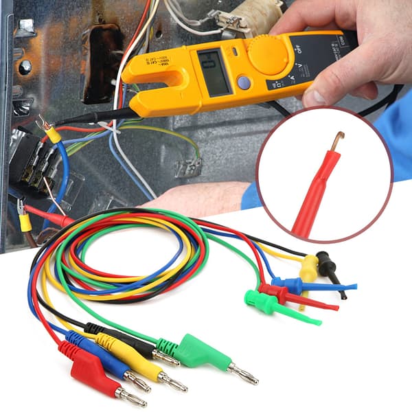 P1045 5 stk. 4 mm 1 m stabelbar bananplugg til testklemme multimeter testledning kabel ledningstilbehør