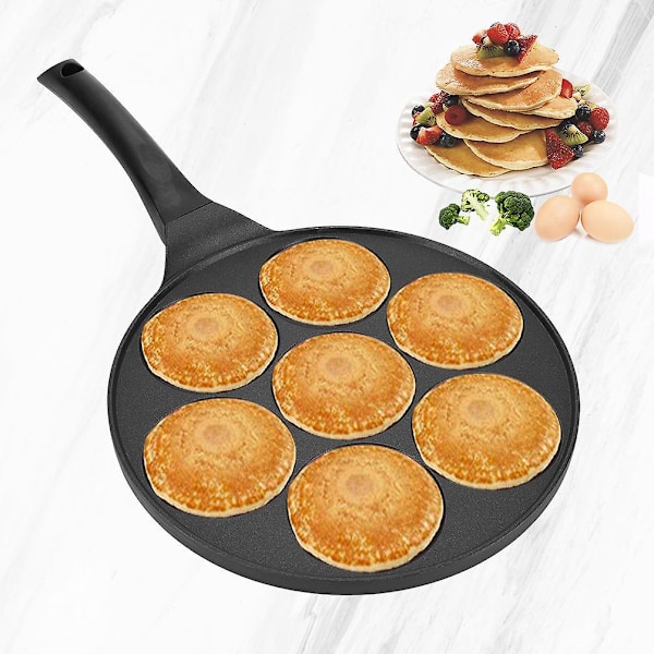 Mini Pandekagepande til 7 Flapjacks Non-stick Grillplade Nem Rengøring Perfekt til Børn Gave eller Ferie Morgenmad