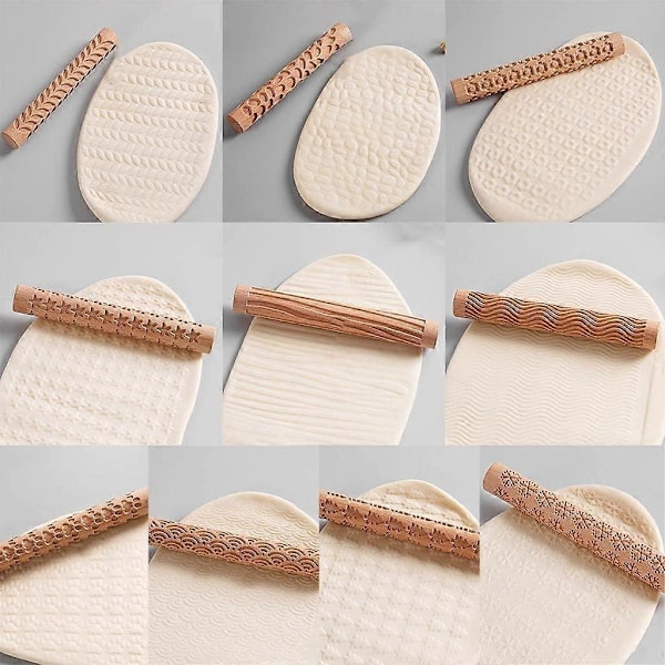 Julemønster Treskjært 3D Kjevle 15x2 cm/5.91x0.79 tommer (Furu)