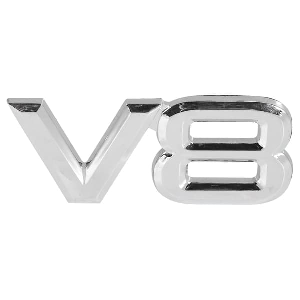 7,5x3,5 cm Car V8 Stickers 3D Chrome Sticker Emblem silver