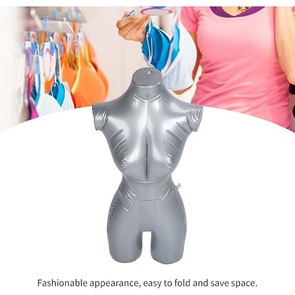 Oppustelig Kvindelig Mannequin, Kropsbeklædningsvindue Display til Beklædningsvisning Halv Krop Model Arme Torso Top Skjorte Form