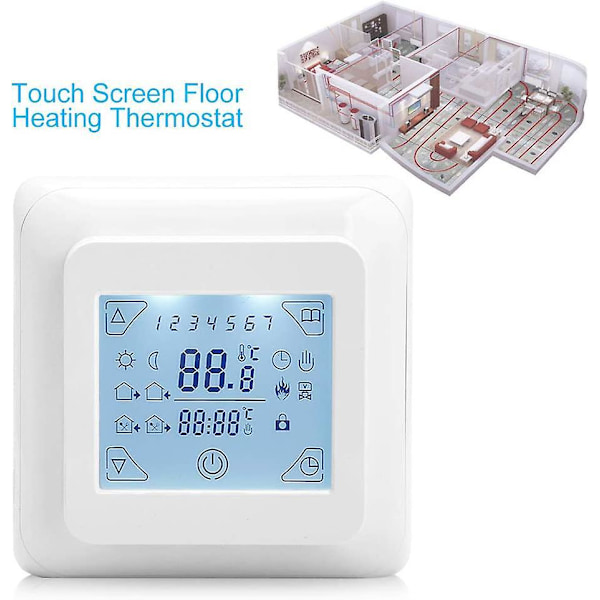 Programmerbar Termostat 16A Programmerbar Temperaturregulator för Golvvärme Termostat med Touchskärm