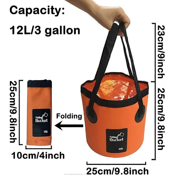 Hopfällbar Hink, 11 Liter Multifunktionell Portabel Hopfällbar Fiskehink - Hopfällbar Diskbänkshink - Vattenbehållare för Fiske, Camping, Gar