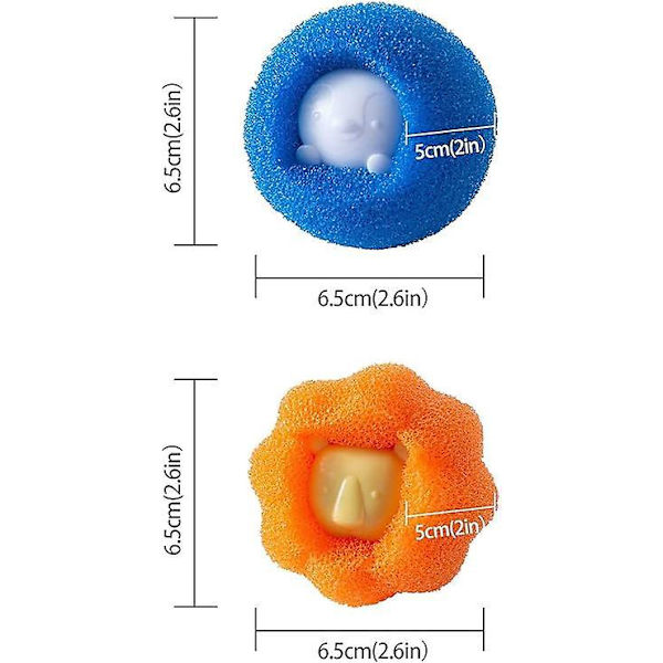 Vaskekule for floker, Vaskemaskinball for hårfjerning, 4 gjenbrukbare tørketromler, Vaskeballer