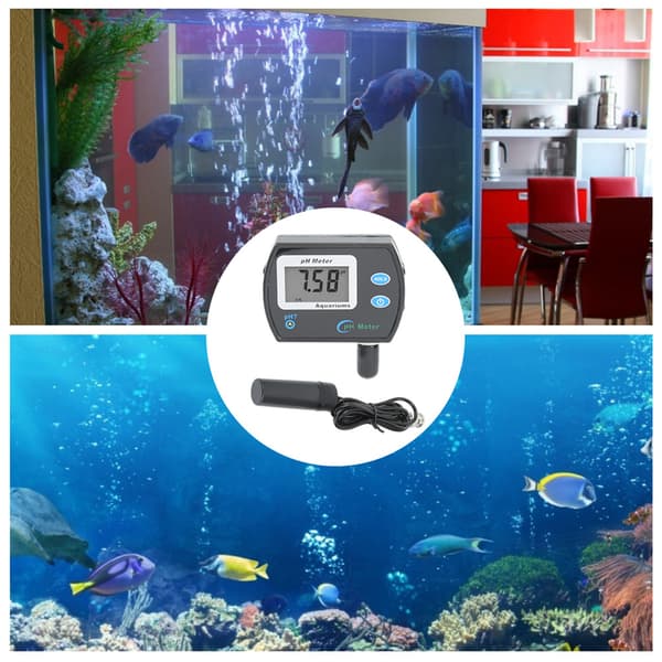 LCD Digital PH-måler Tester Akvarium Svømmebasseng Vannkvalitetstestmåler EU-plugg 220V