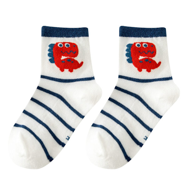 5 par barnsockor mjuka andningsbara mesh bomullssockor mid calf pojksocka söta tecknade barnstrumpor för dagliga sporter L