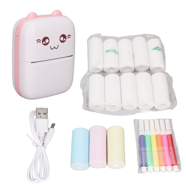 Mini Printer Bærbar Lomme Mini Trådløs Selvklæbende Termisk Printer til Foto Billede Kontor Kvittering Etiket Note Pink
