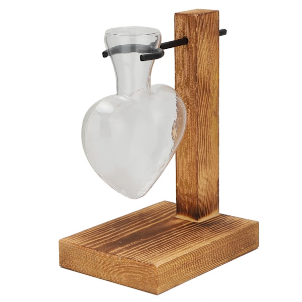 Hydroponisk transparent glasvas trä torkad blomma arrangemang behållare skrivbord dekoration