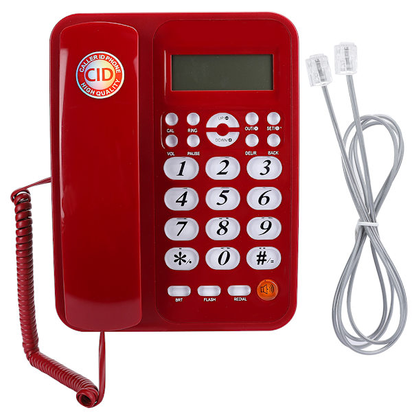Röd skrivbords telefon hemmakontor fast telefon trådbunden telefon Caller ID fast telefon