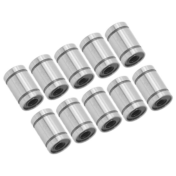 10 kpl lineaarinen liukulaakeri, seosteräs, 6 mm sisähalkaisija, 12 mm ulkohalkaisija, 19 mm pituus, LM6UU, koneisiin