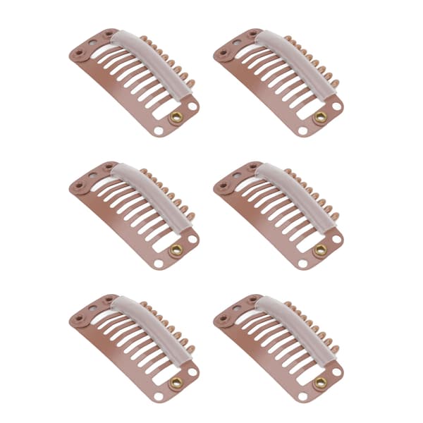 40 stk Hår Wig Clips Rustfritt Stål 9 Tenner Holder Hårforlengelse Hårdel Clip 32mm Lys Brun