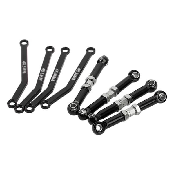 8PCS Högt Markfrigång Fram Länkar Set 1/24 Aluminiumlegering Stål Slitstark Crawler Bil Upphängnings Länkar Set för FMS Svart