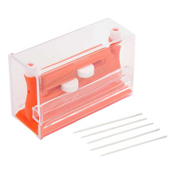 Multifunctional Needle Threaders Double Hole Design 2.6x4.4x7.2cm/1.0x1.7x2.8in Plastic Embroidery Needle Threader Orange