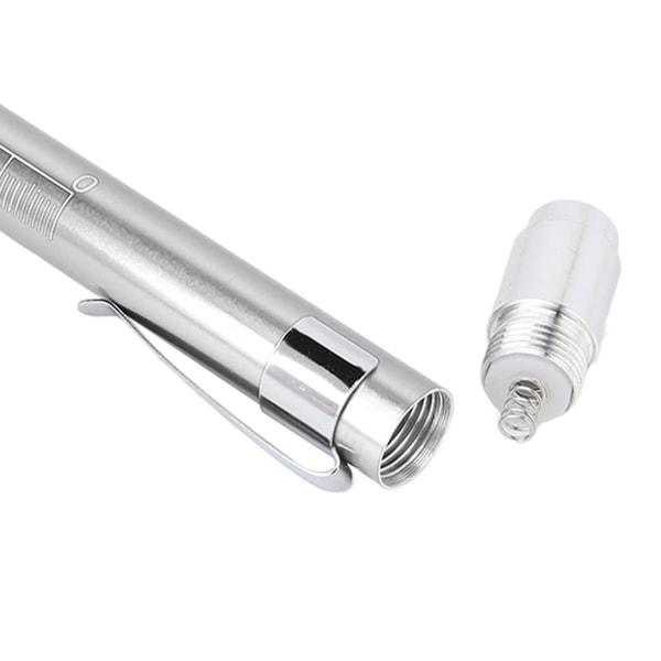 LED Penlight White Lighting Konkavt Hode Aluminiumslegering Medisinsk Pen Light for Throat Silver