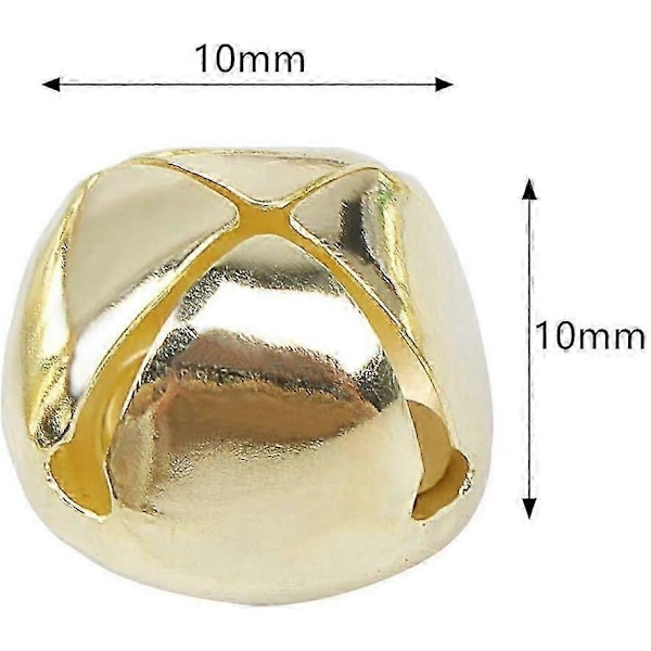 100 st Julbjällror, Metallhantverksbjällror i bulk, för Juldekoration DIY Smyckestillverkning - Guld - 10mm_SZXM