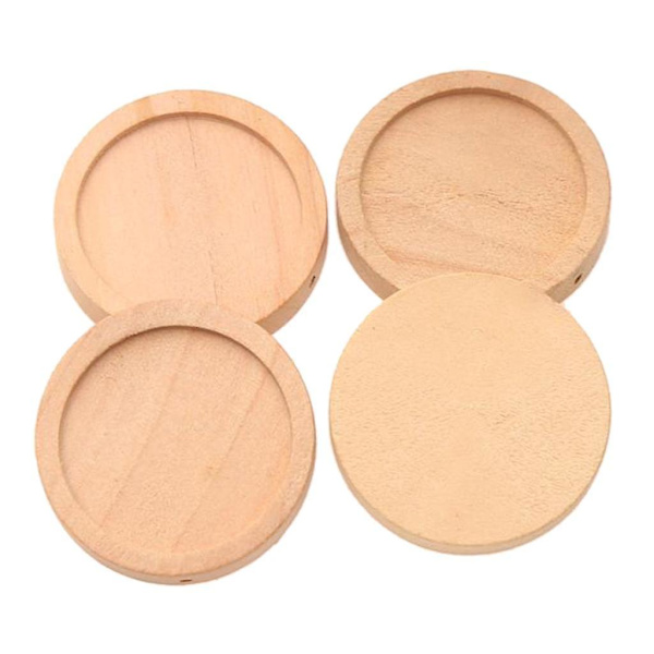 200 stycken Naturlig Trä Stenbas Berlocker Cabochon Inställningar Bas 25mm