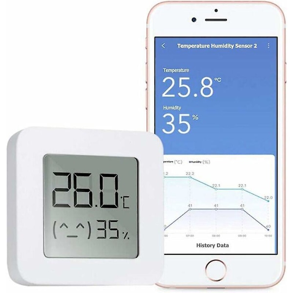 Bluetooth Termometer Hygrometer, Mini Digital Termometer Hög Noggrannhet Digital Inomhus Hygrometer, Bluetooth Fuktighetstemperaturmätare för Hem O