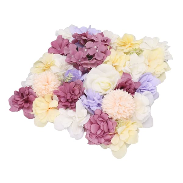 Kunstige Blomstervægspaneler Simulation Silke Rose Blomstervægindretning til Bryllupsfest Scene Baggrund 15x15in Lilla