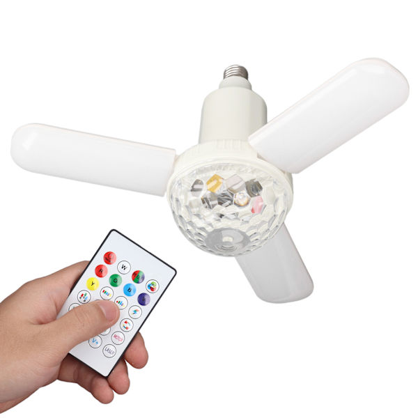 48W E27 3-bladet foldbar loftslampe Multifunktionel farverig intelligent foldepære 85-265V