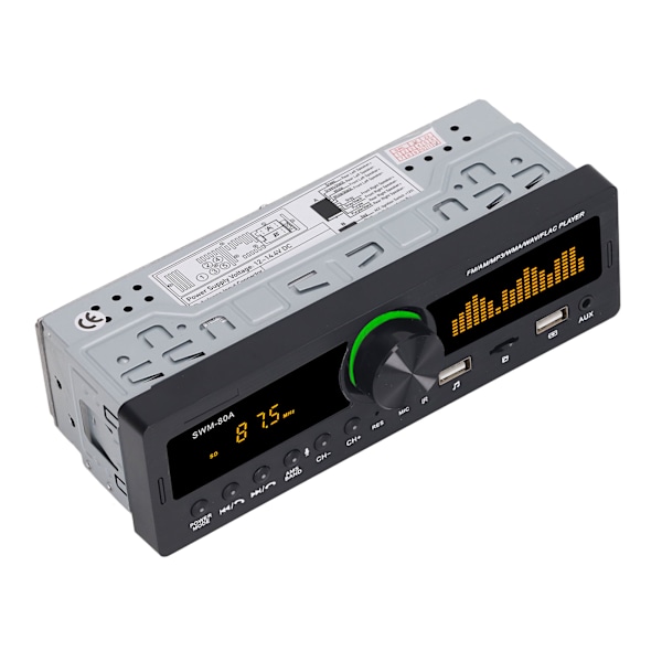 Autostereo MP3-soitin 12V Bluetooth 5.0 AUX-tulo FM AM-radio Power pois Muistitoiminto Autostereo värikkäillä valoilla 80A