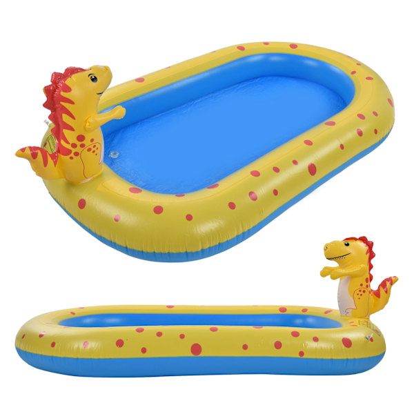 Oppustelig svømmebassin til børn udendørs baghave sød dinosaur sprinkler pool gave 67 X 41 X 26in