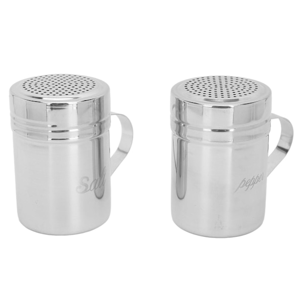 2 stk. rustfritt stål dryss rister med lokk håndtak salt sukker rister krydder rister for matlaging baking
