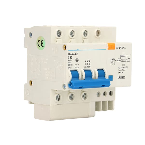 Afbryder Mini 3P MCB DIN-skinne Montering 6000A Brydeevne 400V 32A til Hjemmet