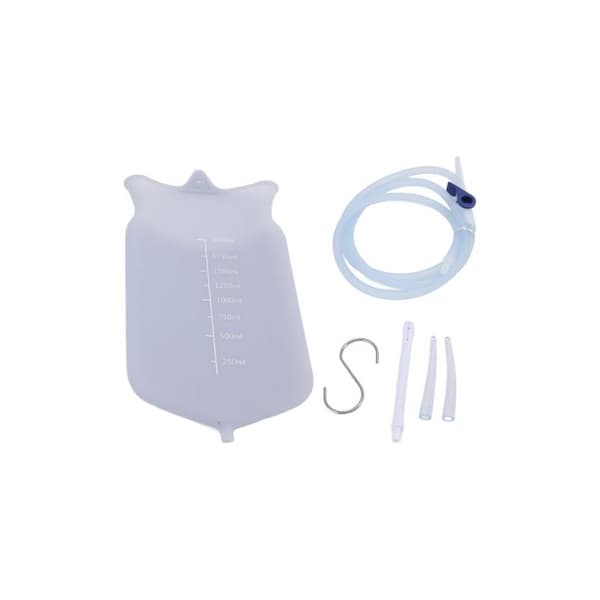 2L bärbart lavemangskit i silikon med skala, duschpåse för hemmatarmrengöring.