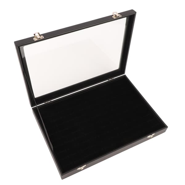 Ring Display Case Organizer med Transparent Lock 100 Fack Smycken Örhängen Bricka Förvaringslåda