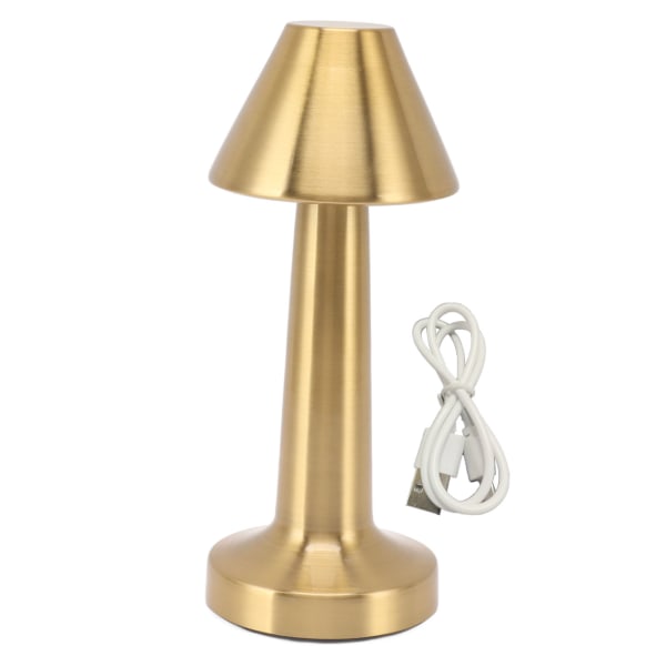 LED Table Lamp 3W 3 Colors Stepless Dimming USB Rechargeable Cordless LED Bedside Light Gold