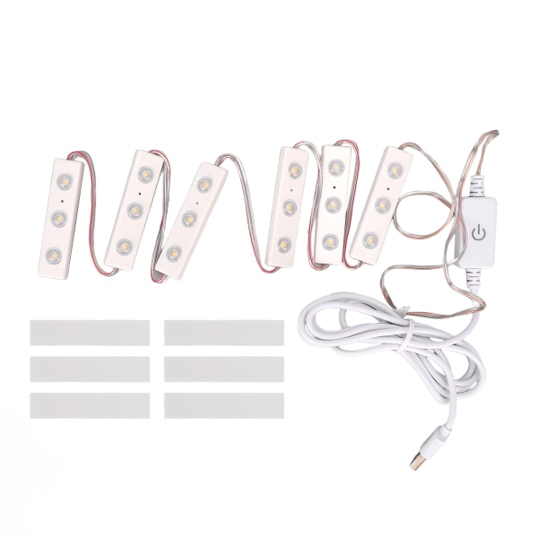 LED sminkespeil lys Justerbar lysstyrke USB plugg inn DIY speilstrip lyspære 6 strenger (18 stk lysbrikker)