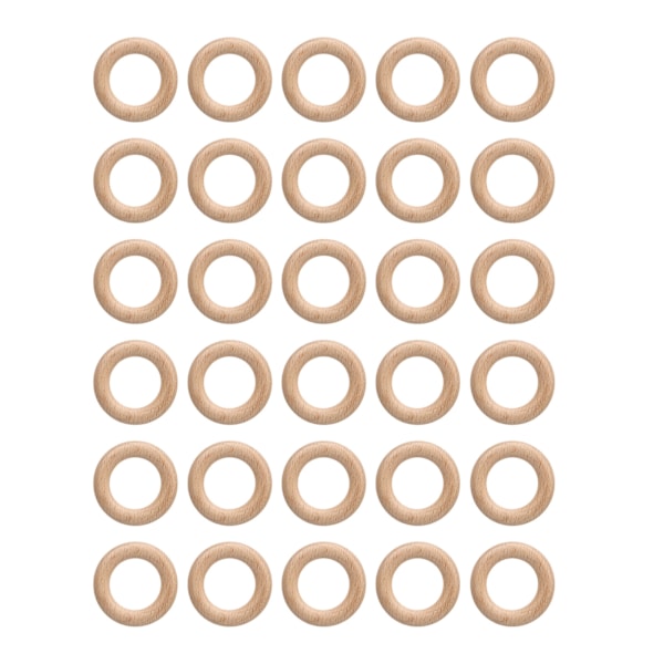 30 stk treringer uferdige solid bøk Finpolert enkel fargelegging Makrameringer for håndverk DIY dekorasjon 5 cm/2.0in
