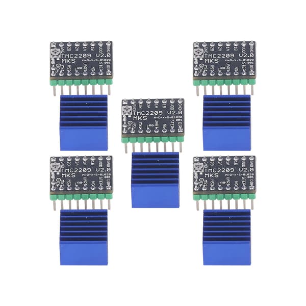5 sett Stepper Motor Driver Kit Ultra Silent Motor Drive Module med kjøleribbe 5.5‑28V MKS TMC2209