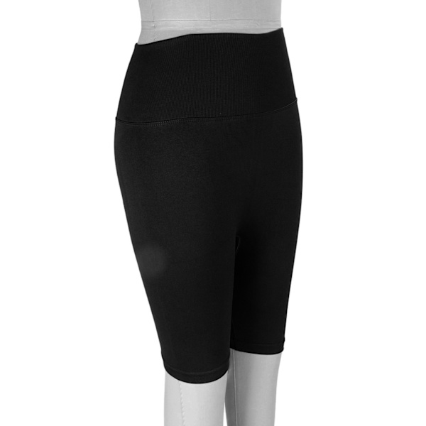 Hög midja yogashorts för kvinnor, mjuka stretchiga andningsbara rumplyft fitness tränings shorts, svarta, L