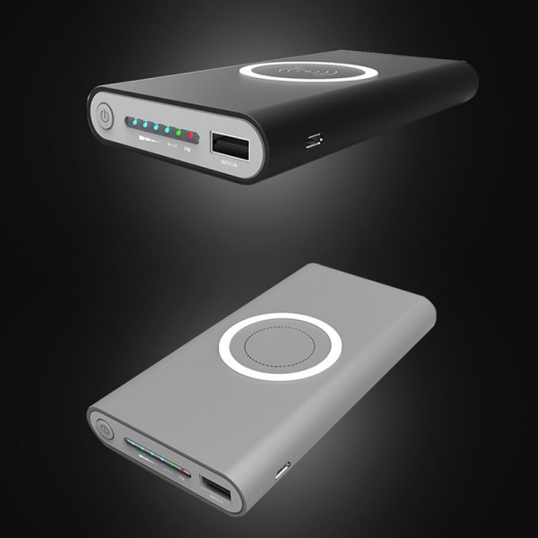 DIY Power Bank- case Typ C Trådlös laddning DIY Mobile Power Box Kit för 10000 mah litiumjonbatteri grå