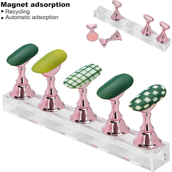 Magnetisk Negleøvelsesbase Pink Neglespids Holder til Manikyrværktøj Falske Negle
