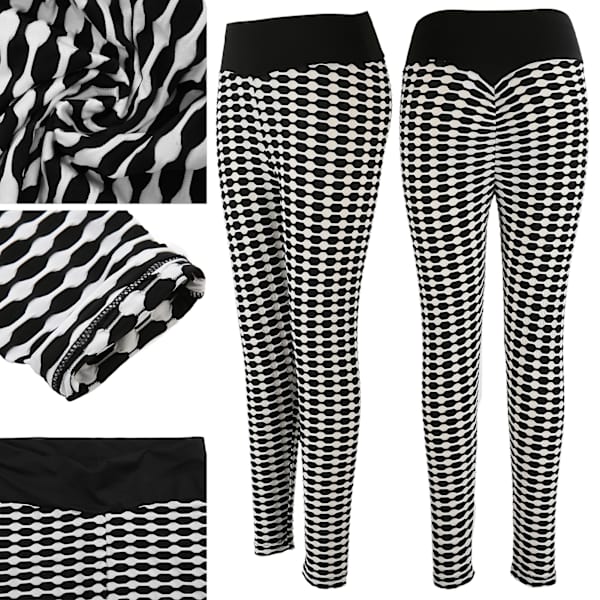 Yoga byxor rumpa lyft elastisk hög midja kvinnor leggings svart och vit för träning XL