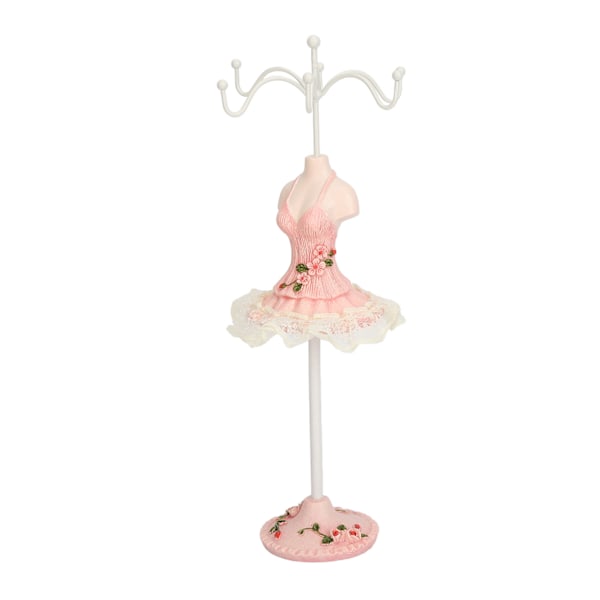 Örhängen Halsband Prinsessklänning Stativ Display Resin Mänsklig Modell Smyckesorganisatör Rosa