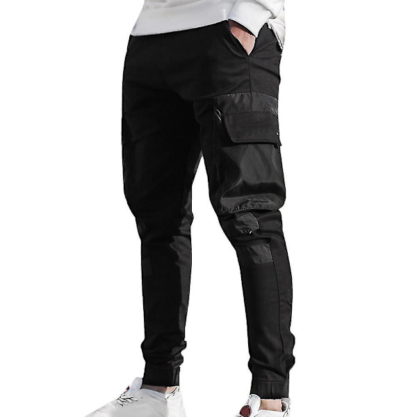 Miesten Slim Fit -monitaskuiset Cargo Combat -joggerit - Musta