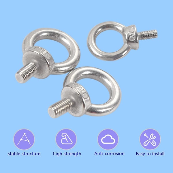 Løftering Øjebolt Rustfrit Stål Han Gevind Skrue Løfte Øjebolte DIY Konstruktion Bygge Hardware Marine Vægt Dækbolte M5-10PCS